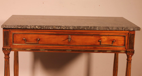 Console Luigi XVI in ciliegio, XVIII secolo, timbro L.M. Pluvinet