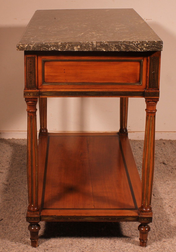 Console Luigi XVI in ciliegio, XVIII secolo, timbro L.M. Pluvinet
