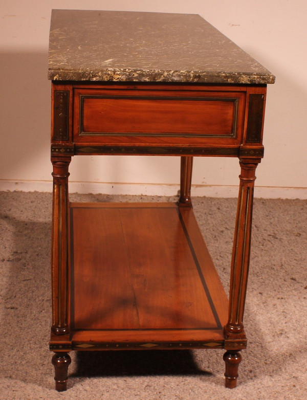Console Luigi XVI in ciliegio, XVIII secolo, timbro L.M. Pluvinet