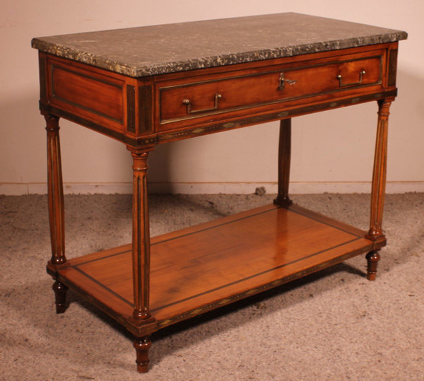 Console Luigi XVI in ciliegio, XVIII secolo, timbro L.M. Pluvinet