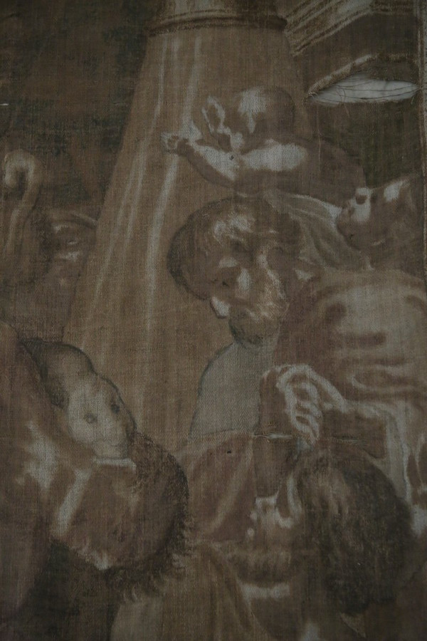 Large canvas painted in imitation of a tapestry, Italian work from the 18th century