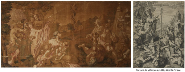 Large canvas painted in imitation of a tapestry, Italian work from the 18th century