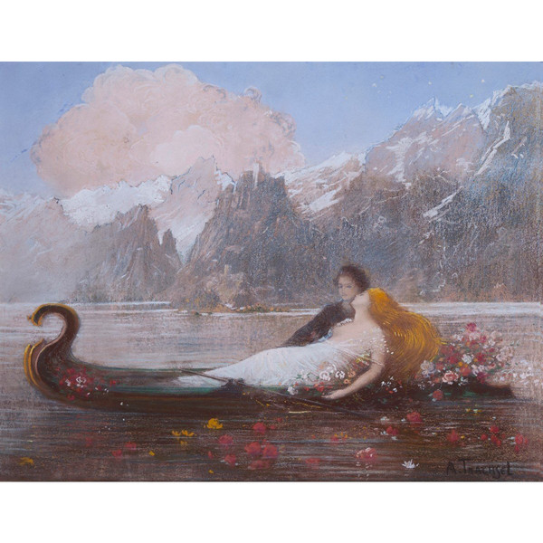 Albert Trachsel (1863-1929) - Les Amants Du Lac