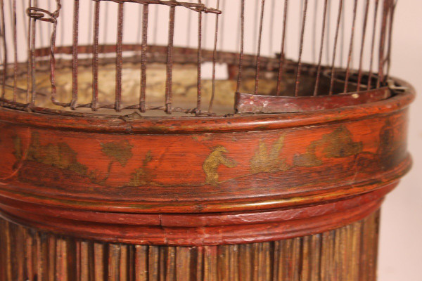 Vogelkäfig auf Fuß mit chinesischem Dekor -19° Jahrhundert