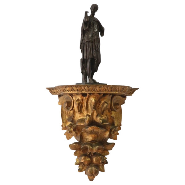 Console d’applique en bois sculpté et doré de style Baroque, Espagne, début XXème