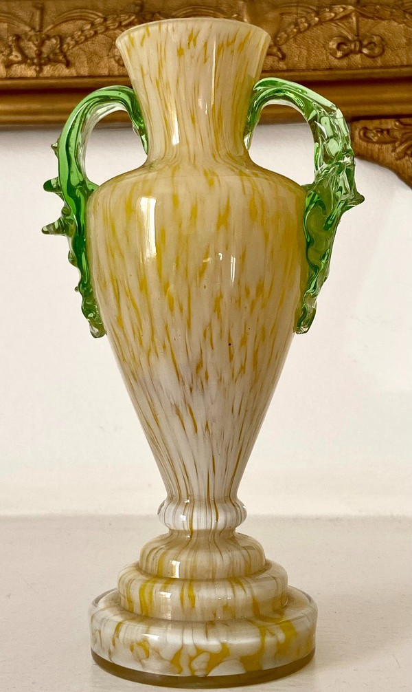 France, Années 1920/1940, Dans l'Esprit De Clichy, Paire De Vases En Verre Soufflé.