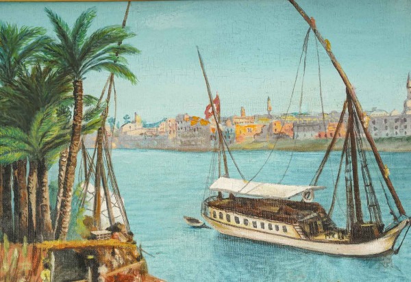 Pair Of Orientalist Paintings Oil On Canvas With Golden Wood Frames