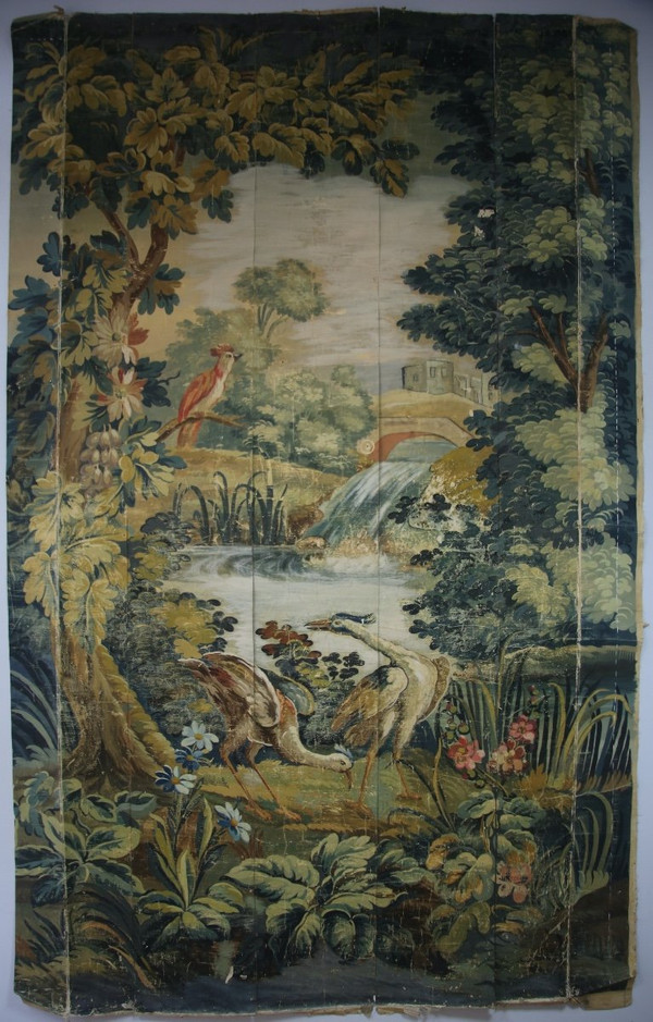 Carton de tapisserie verdure Aubusson, painted canvas