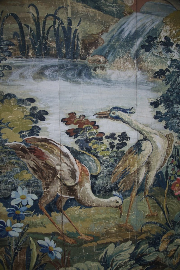 Carton de tapisserie verdure Aubusson, painted canvas