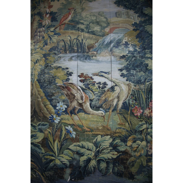 Carton de tapisserie verdure Aubusson, painted canvas