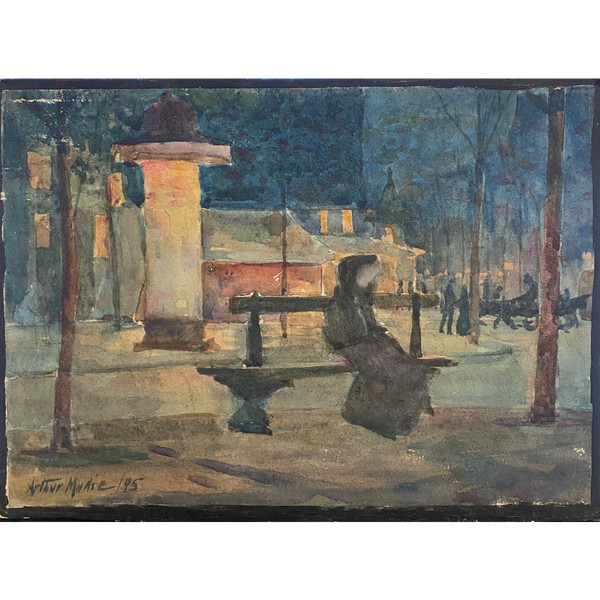 Arthur Marie Du Passage (1838–1909) – Ein Abend in Paris, Bench Davioud und Column Morris, 1895
