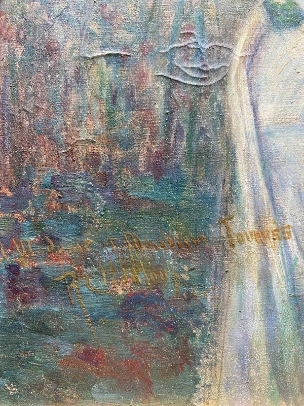 Französische Schule – Symbolistisches Porträt mit Disteln, 1907 – signiert