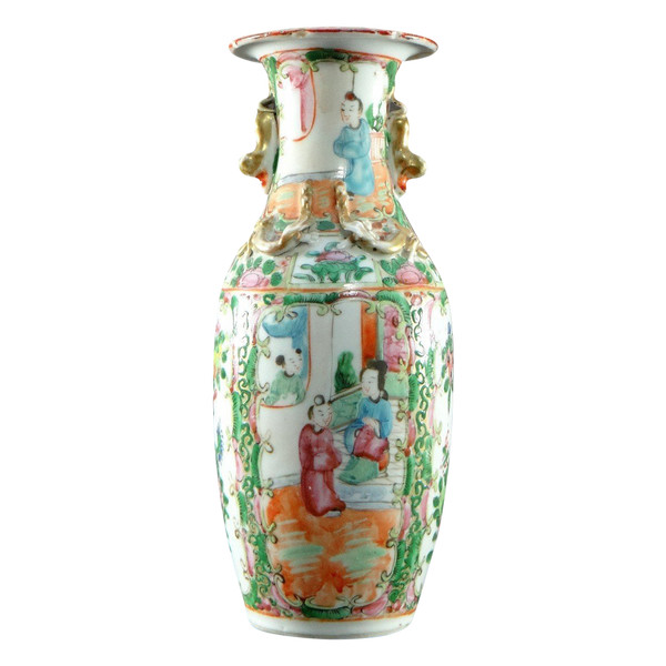 Cina, Provincia di Canton, Fine XIX Secolo, Vaso in Porcellana Decoro Scene Interne.