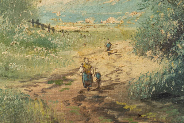 Pair Of Oil Paintings On Canvas Soy-wood Landscape Late Nineteenth