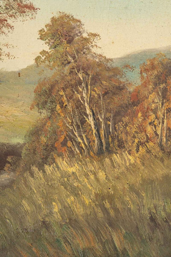 Pair Of Oil Paintings On Canvas Soy-wood Landscape Late Nineteenth