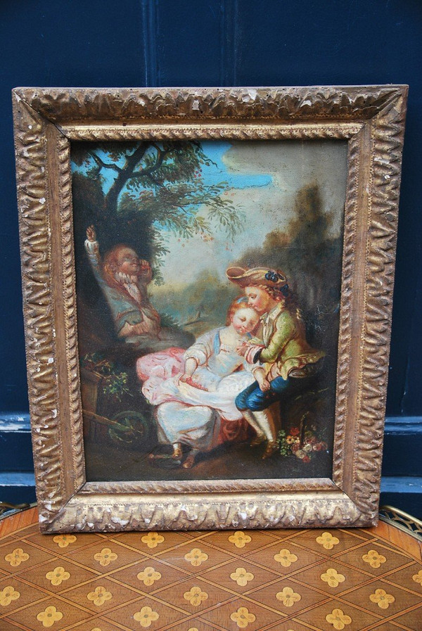 Scène Galante, Huile Sur Toile XVIIIe siècle