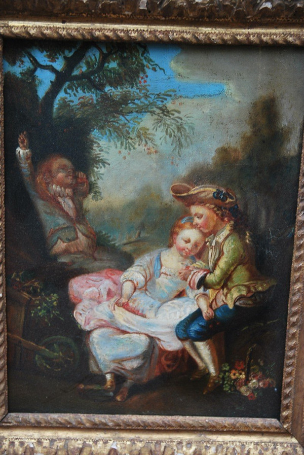 Scène Galante, Huile Sur Toile XVIIIe siècle