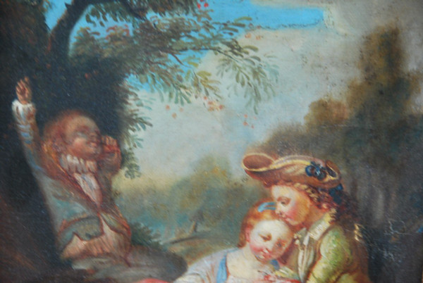 Scène Galante, Huile Sur Toile XVIIIe siècle