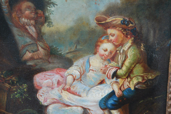 Scène Galante, Huile Sur Toile XVIIIe siècle