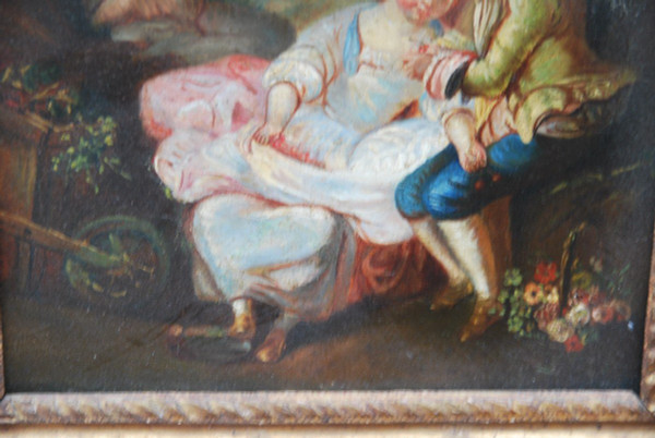 Scène Galante, Huile Sur Toile XVIIIe siècle