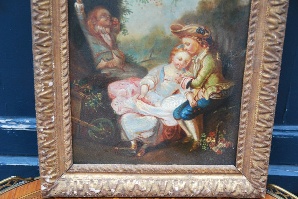 Scène Galante, Huile Sur Toile XVIIIe siècle
