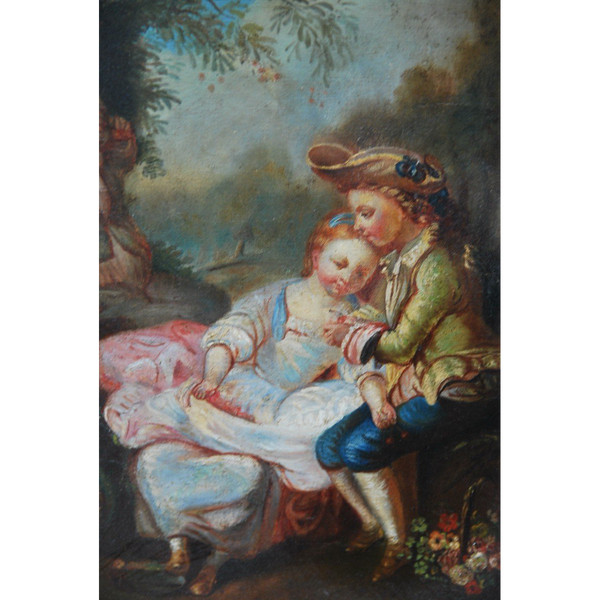 Scène Galante, Huile Sur Toile XVIIIe siècle