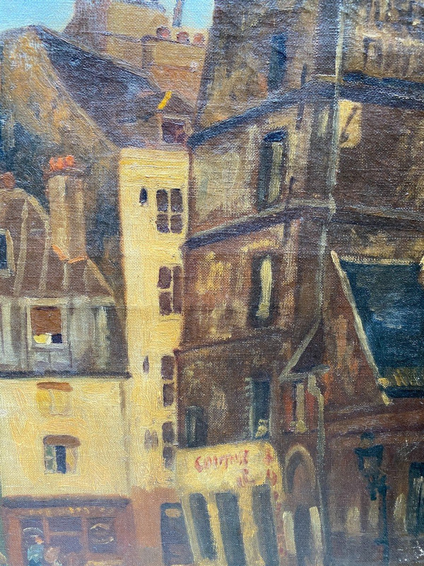 Scuola francese Intorno al 1910 - Parigi, Quartiere Latino, Rue Gallande - firmato