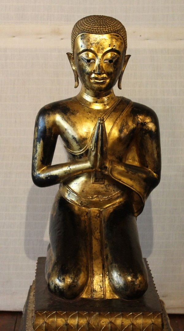 Large Pair Of Bronze Monks-18th Century-Ayuttheya period
