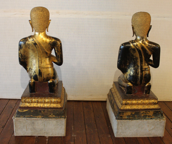 Large Pair Of Bronze Monks-18th Century-Ayuttheya period