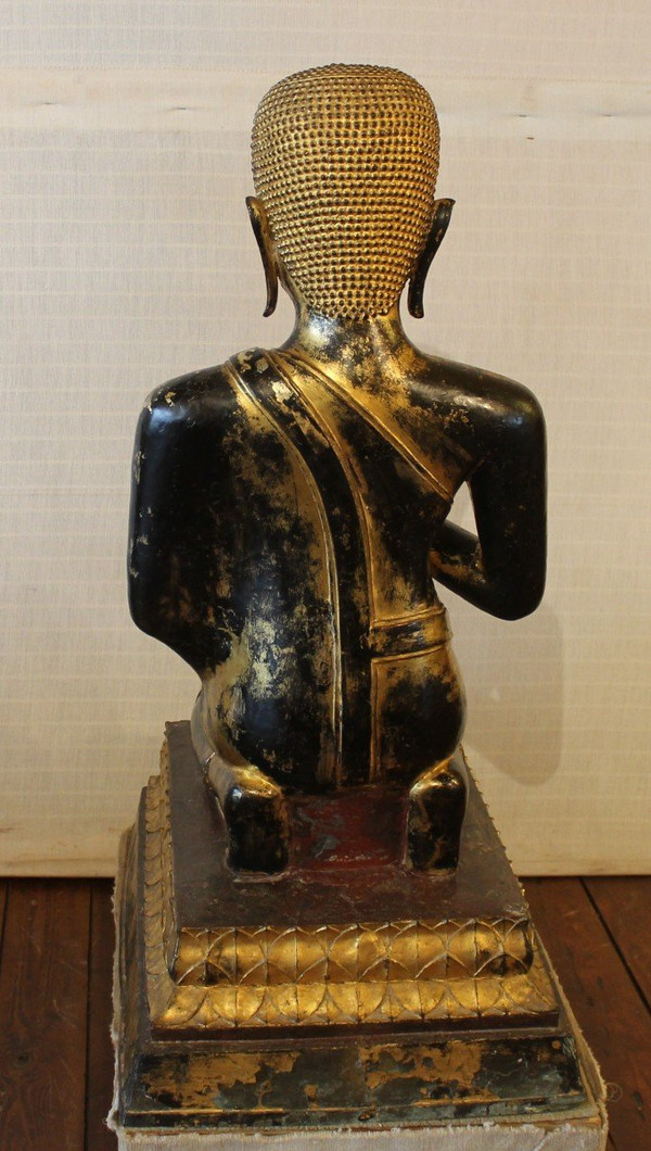 Large Pair Of Bronze Monks-18th Century-Ayuttheya period