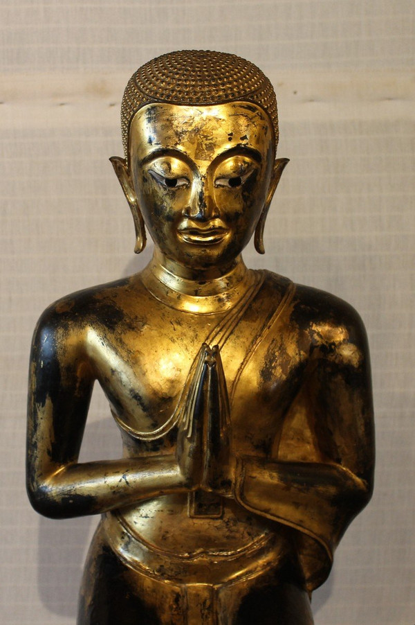 Large Pair Of Bronze Monks-18th Century-Ayuttheya period