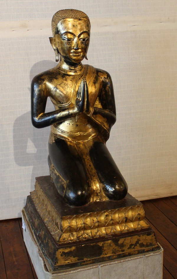 Grand Moine En Bronze-18° Siècle -période Ayuttheya - Thailande