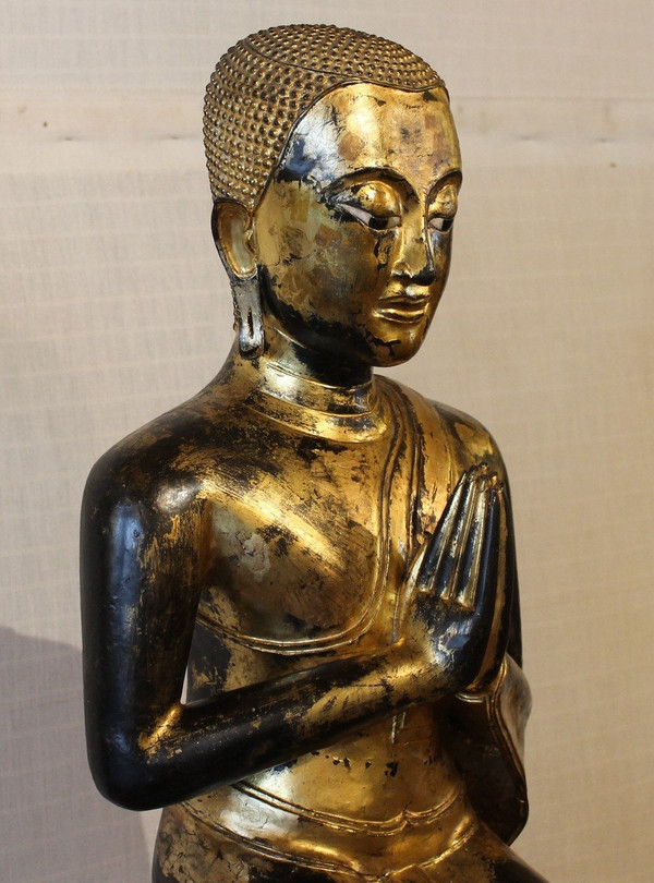 Grand Moine En Bronze-18° Siècle -période Ayuttheya - Thailande