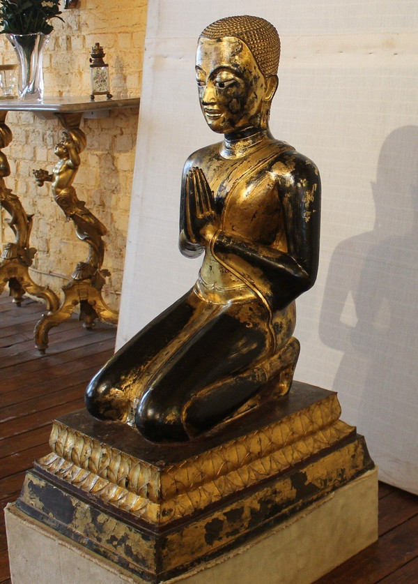 Grand Moine En Bronze-18° Siècle -période Ayuttheya - Thailande