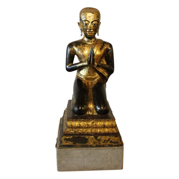 Grand Moine En Bronze-18° Siècle -période Ayuttheya - Thailande