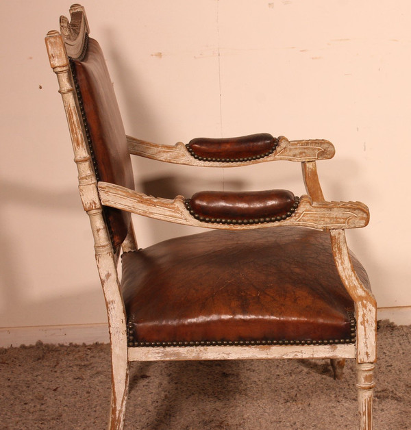 Fauteuil Louis XVI En Bois Polychrome