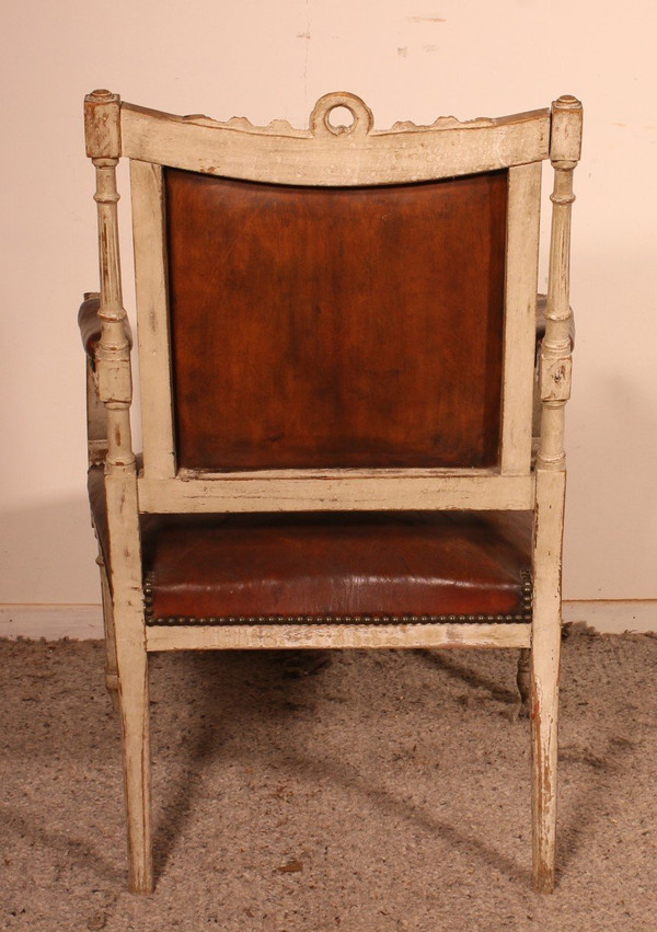 Fauteuil Louis XVI En Bois Polychrome