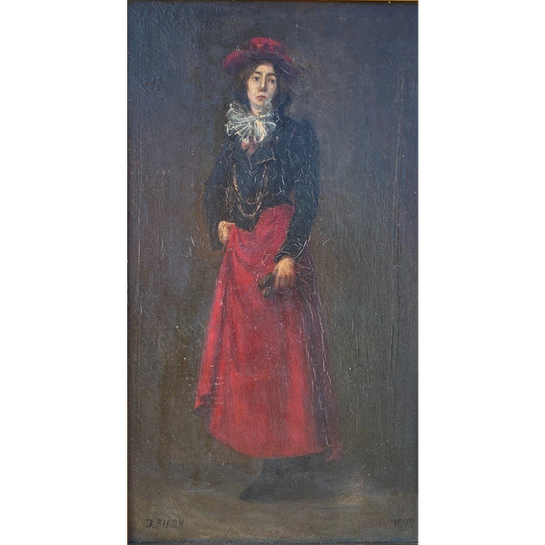 Jean Bidon (xix-xx) - Porträt einer jungen Frau, 1902