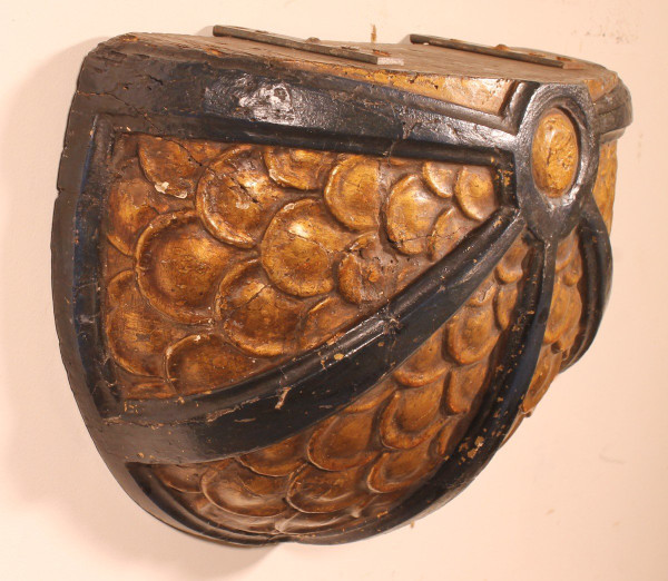 Elément autel En Bois Sculpté Polychrome-17° Siècle-espagne