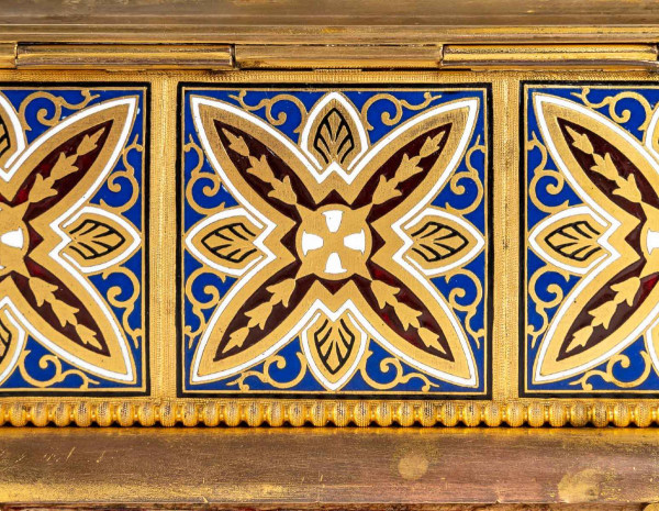 Boite à Bijoux En Bronze cloisonné et Doré avec Micromosaique Fin XIXème Siècle