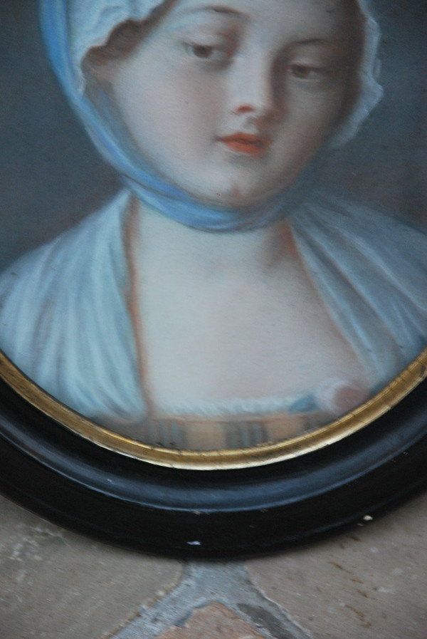 Portrait Pastel Jeune Femme Suiveur De Greuze