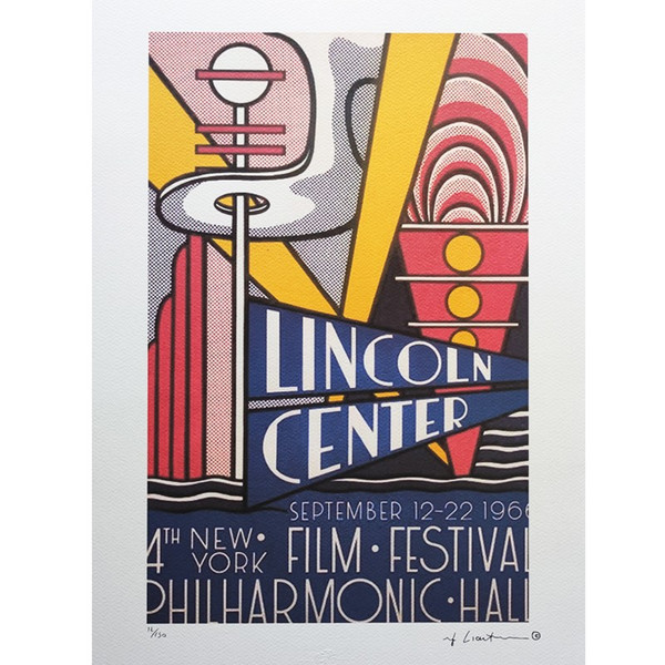 1980 Superb Original Roy Lichtenstein "Lincoln Center" Limited Edition Lithograph