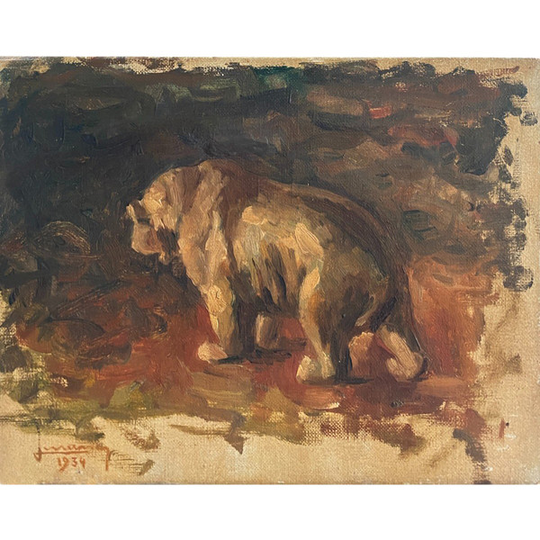 Scuola francese - Pittore di animali: Ours Brun, 1934 - Firma per identificare
