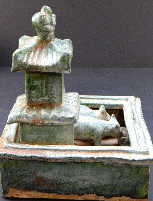 China, Early 20th Century, Glazed Earthen Farm In The Spirit Of The Han Dynasty.