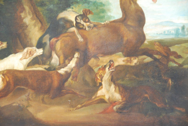 D'après Oudry La Chasse Au Cerf, école XIXe siècle