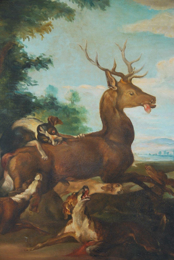 D'après Oudry La Chasse Au Cerf, école XIXe siècle
