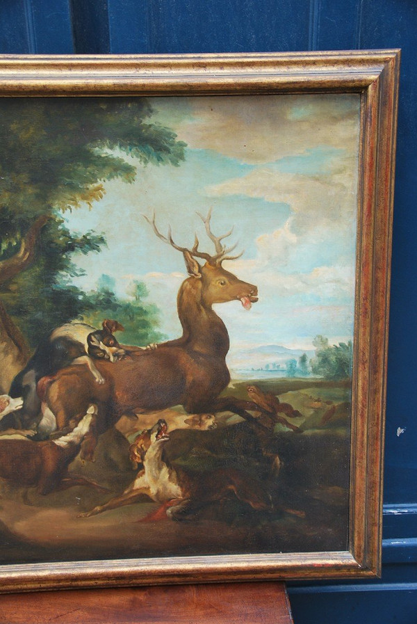 D'après Oudry La Chasse Au Cerf, école XIXe siècle