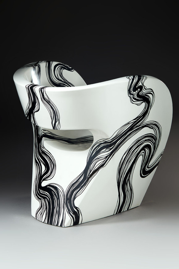 Smoke - Fauteuil Little Albert par Ron Arad, peint à la main, Signé Amane