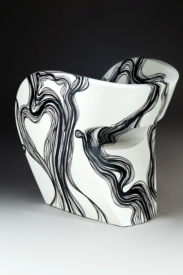 Smoke - Fauteuil Little Albert par Ron Arad, peint à la main, Signé Amane