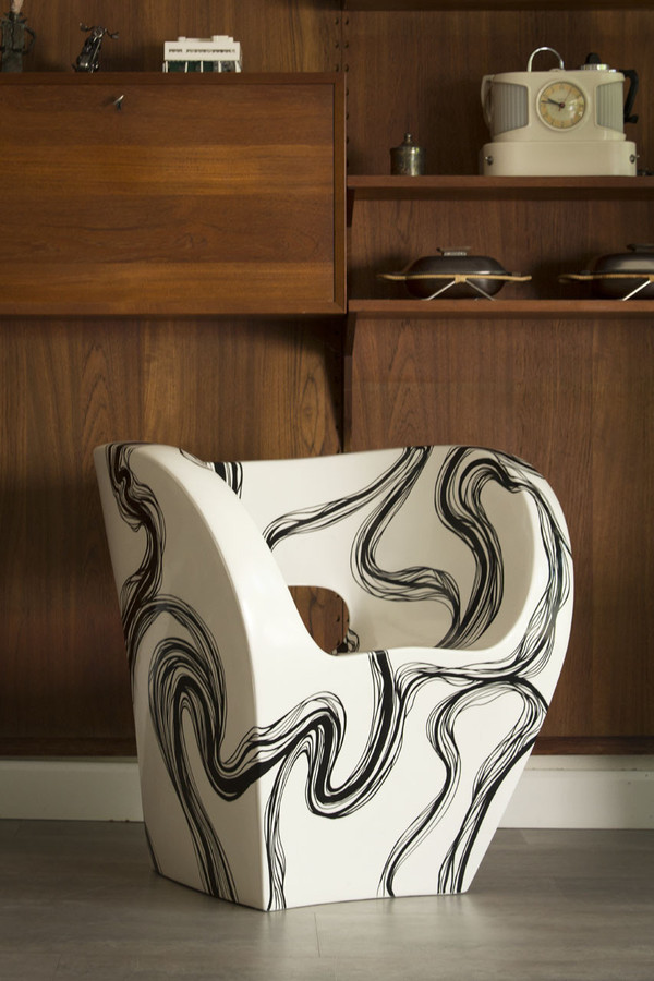 Smoke - Fauteuil Little Albert par Ron Arad, peint à la main, Signé Amane